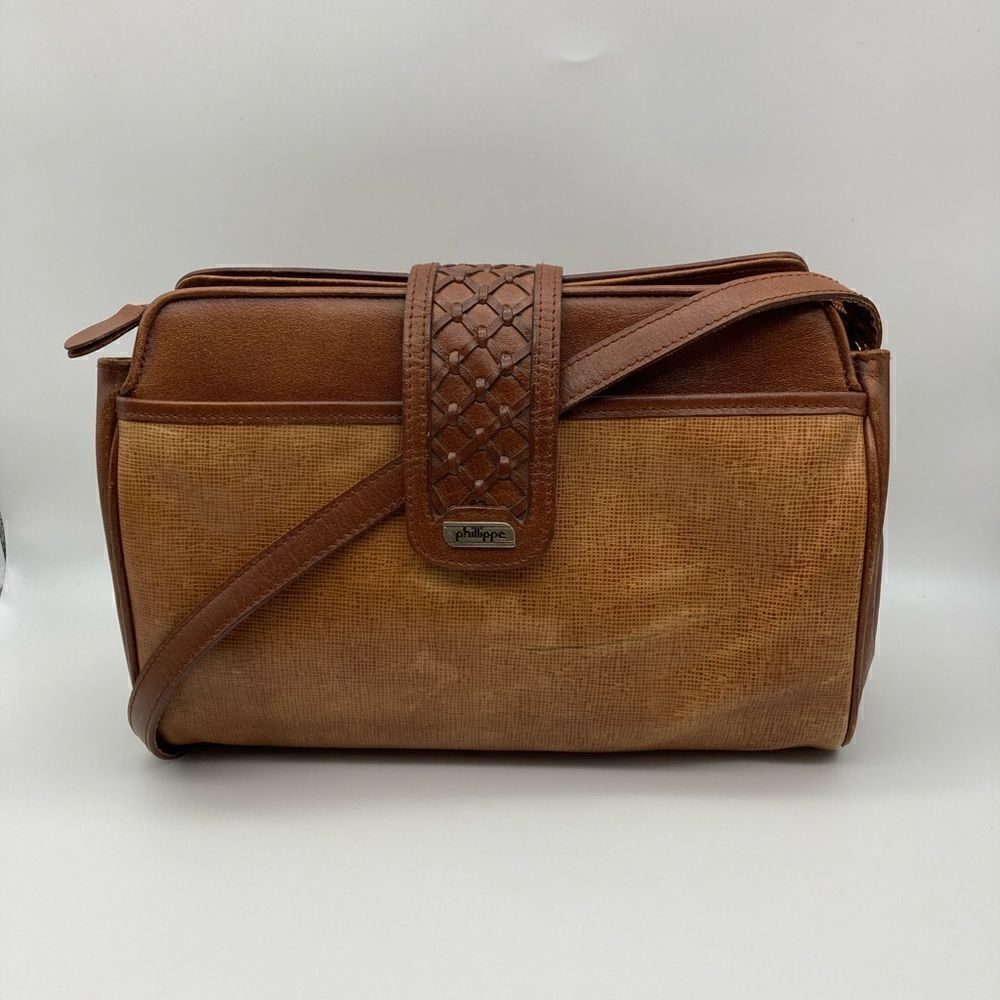 Vintage Philippe Brown/Tan Leather Crossbody/Shoulder Bag